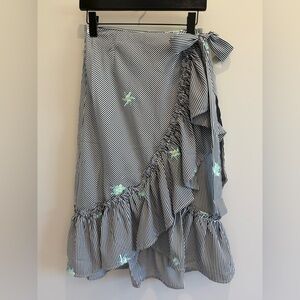 Dance & Marvel Embroidered Ruffle Side Tie Skirt